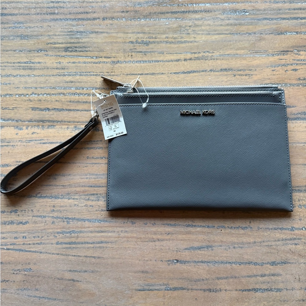 Michael Kors Gray Wristlet Clutch